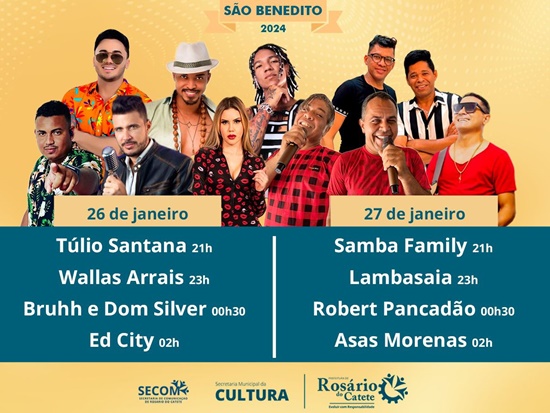 Prefeitura de Rosário do Catete divulga programação da Festa de São Benedito